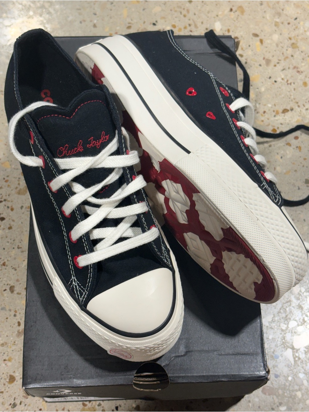 Converse Chuck Taylor All Star Low Top Women's Platform Sneaker - Black/Red - Picture 2 of 7